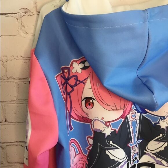 Death Or Kiss Rem&Ram Japan Anime Full Zip Hoodie Women Sweatshirt Size L. - Picture 10 of 14
